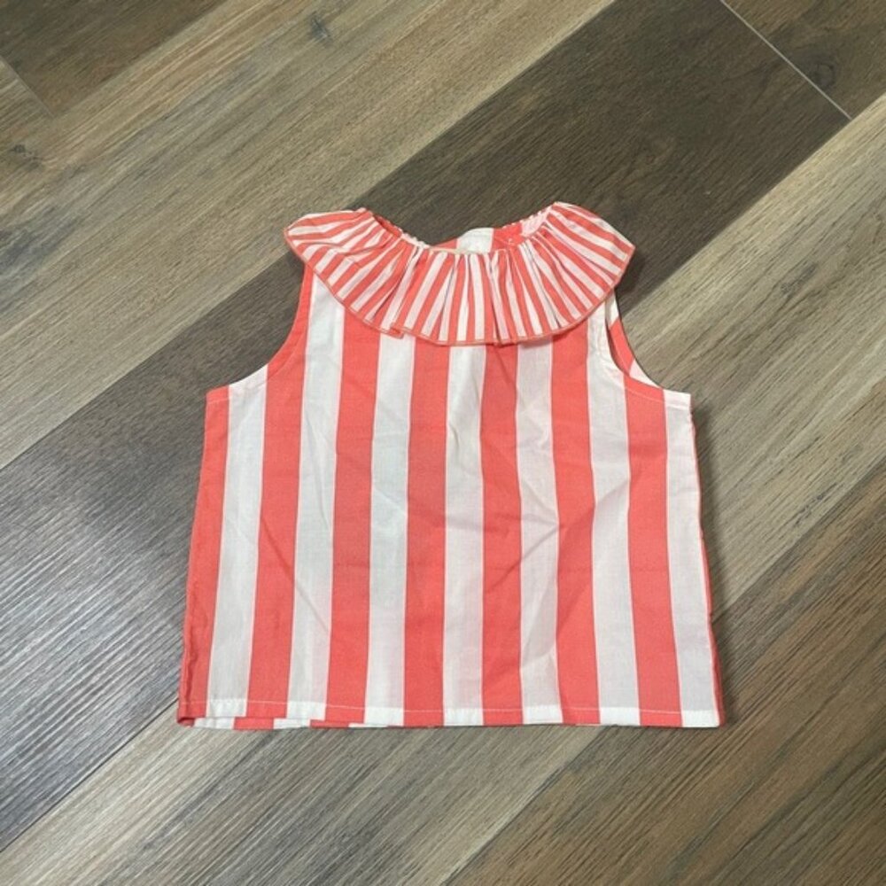 Coco Au Lait Baby 12M Stripe Ruffle Top Orange White Cotton Wrap Sleeveless